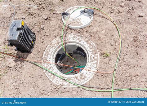 in ground fiber optic junction box|communication box outside buried underground.